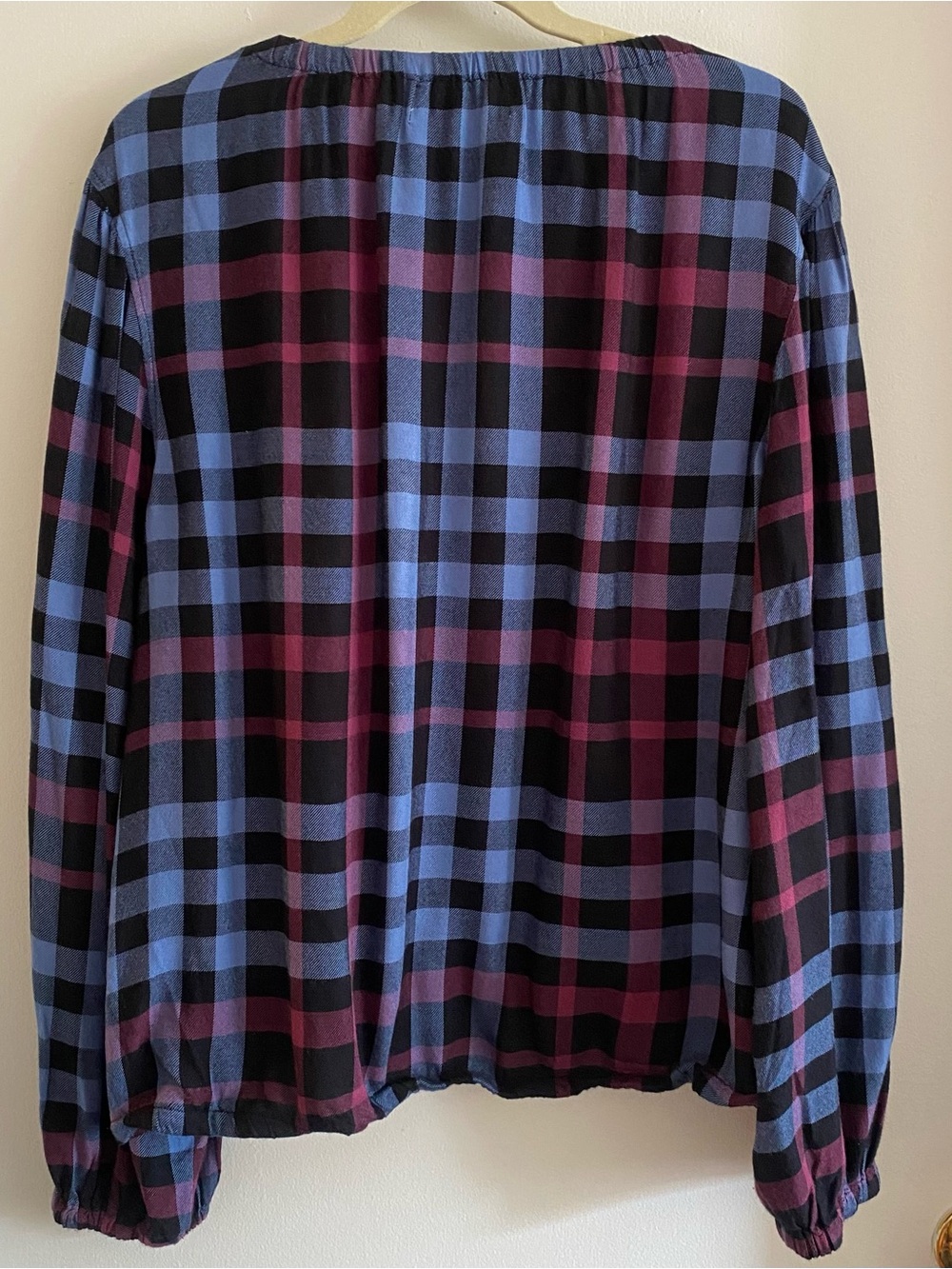 Anthropologie cloth & stone Plaid Blouse in Blue and Burgundy XL - Picture 5 of 5